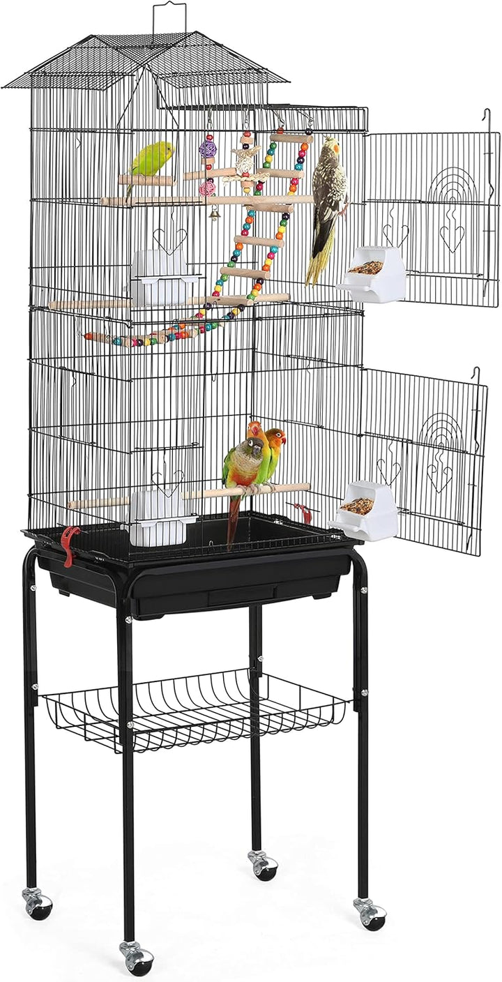 Yaheetech Vogelkäfig Vogelbauer Vogelvoliere Wellensittich vogelkäfig kanarienvögelkäfig mit Ständer