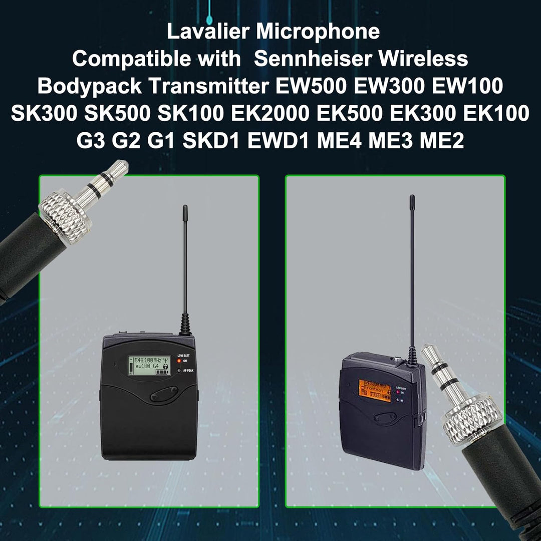 2 Pack Wired Lavalier Lapel Mikrofon Kompatibel mit Sennheiser EW100 EW300 EW500 SK100, 3,5 mm TRS O