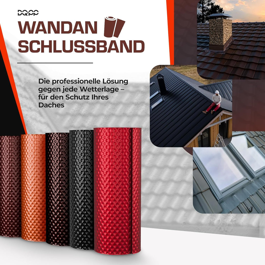 DQ-PP WANDANSCHLUSSBAND | Länge 5m | Breite 300mm | Kirsche RAL 3011 | hochwertiges Aluminium und Bu