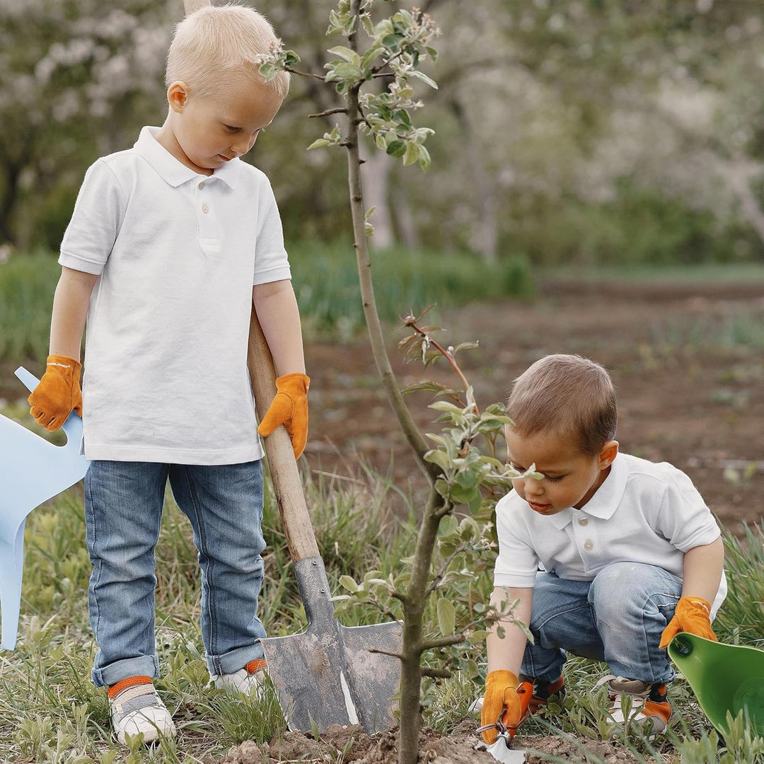HANDLANDY HLDD Kinder-Gartenhandschuhe, Kinder-Leder-Arbeitshandschuhe für Jungen und Mädchen im Alt