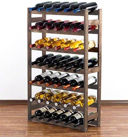 PROREGAL Weinregal PINOTWINE | HxBxT 102x63x25cm | 42 Flaschen | Massives Kiefernholz | Braun geölt