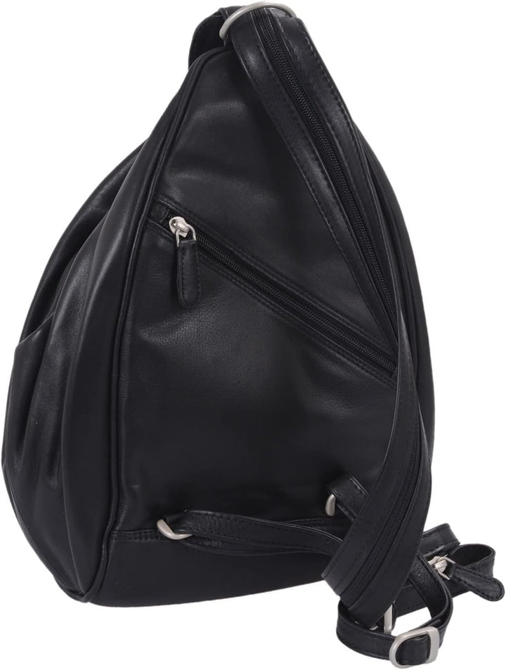 Rucksack LOUANA in Echt-Leder, schwarz, 20x33x12cm