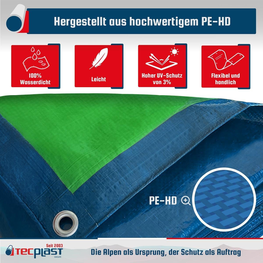 Abdeckplane für Pool, 150 g/m² – 5 x 8 m – wasserdicht