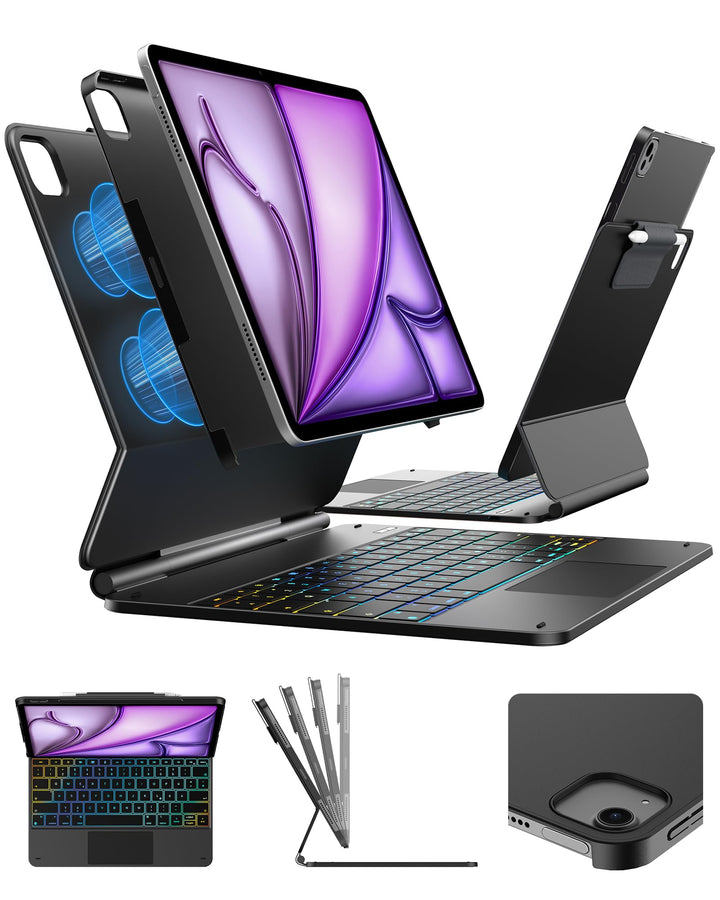 typecase Edge+ Hülle mit Tastatur für iPad Air 13" (M4/M3/M2,2026/2025/2024), Tastaturhülle mit Einz