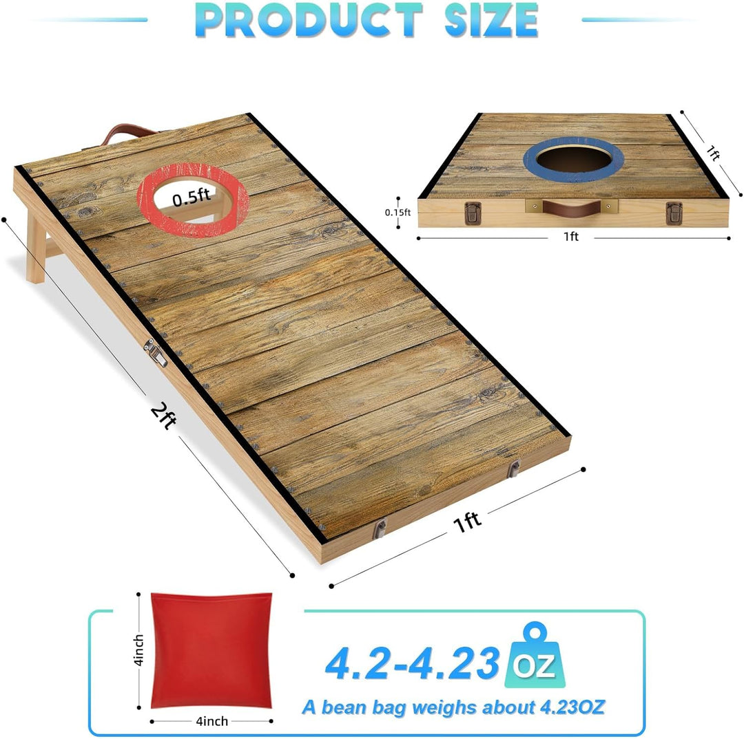 NZQXJXZ Cornhole Spiel Outdoor, 60 x 30 cm Massivholz Premium Corn Hole Boards mit 6 Cornhole Säckch