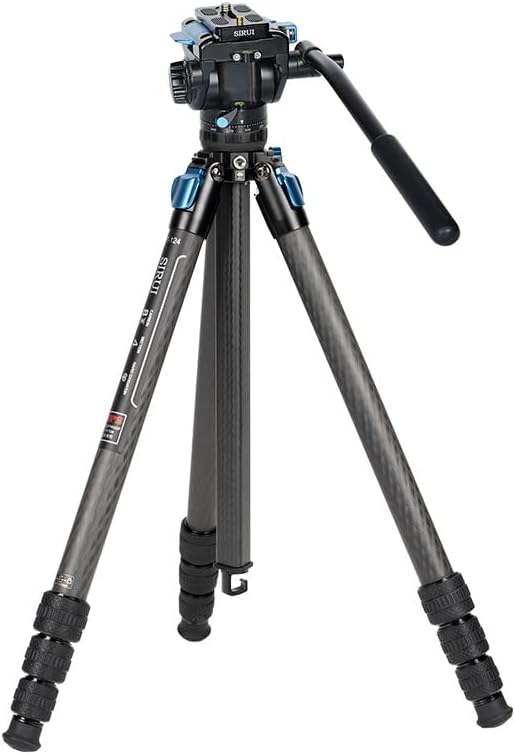 SIRUI ST-124+VA-5 Wasserdichtes Carbonfaser-Stativ mit Panorama-Fluid-Videokopf, dreieckige Mittelsä