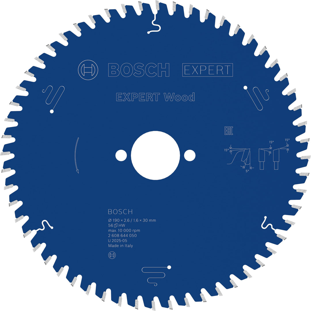 Bosch Professional 1x Kreissägeblatt Expert for Wood (Holz, Sägeblatt Ø 190 x 30 x 2,6 mm, 56 Zähne,