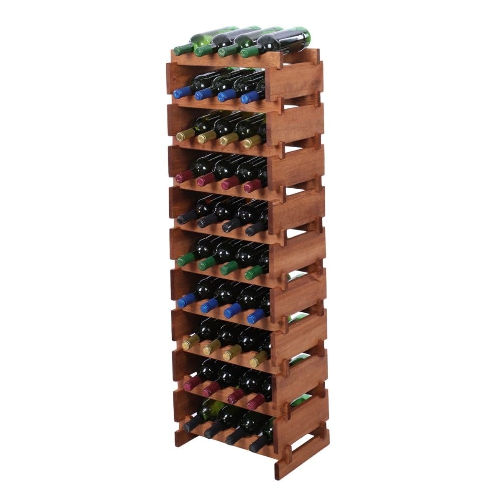 PROREGAL Weinregal VINOTECA Flex PRO | HxBxT 135x46x28cm | 40 Flaschen auf 10 Ebenen | Massives Kief
