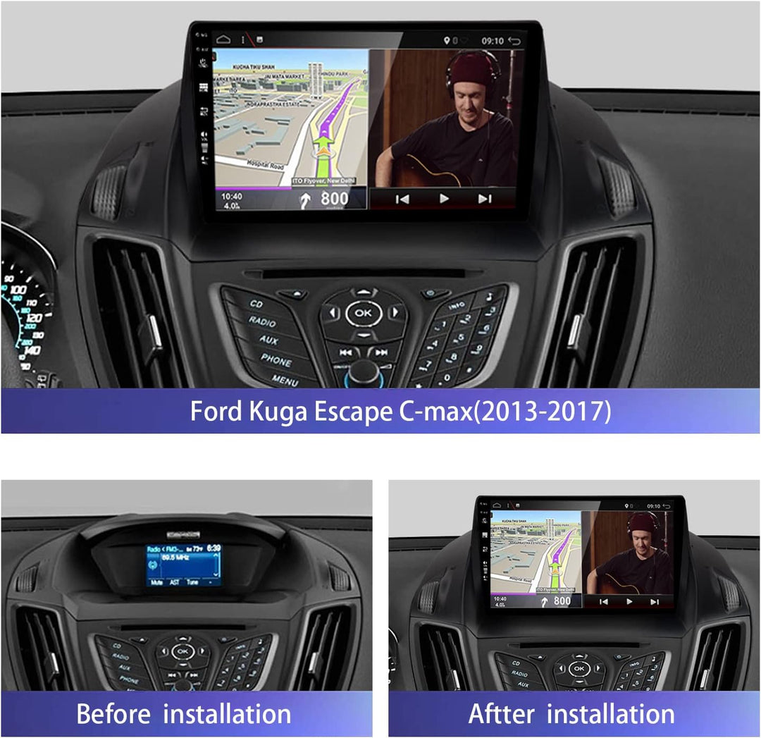Android 15 Autoradio Passt für Ford Kuga Escape C-max 2013-2017 - Eingebautes CarPlay Android Auto -