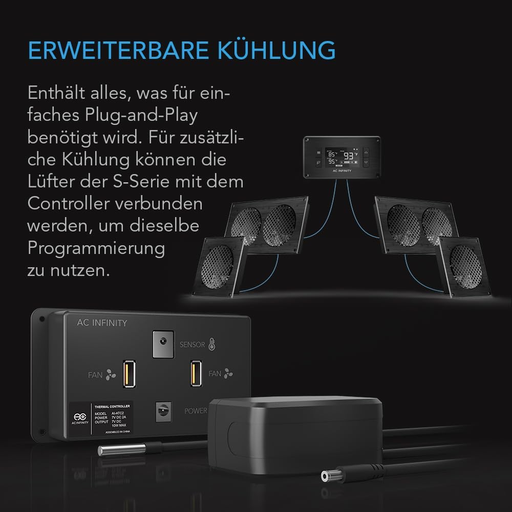 AC Infinity airplate T3, leise Kühlung Fan System mit Thermostat Kontrolle, für Home Theater AV Schr