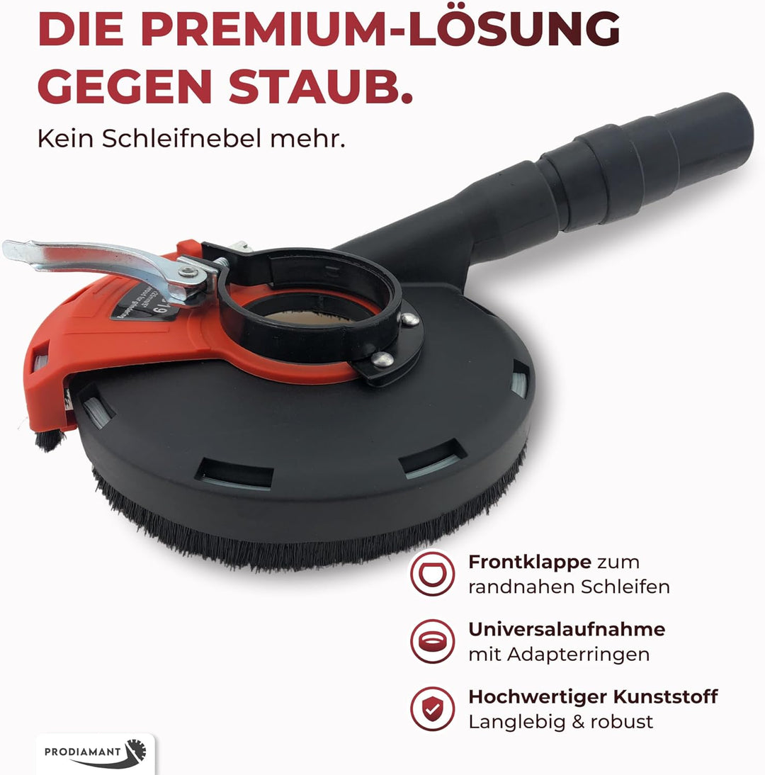 PRODIAMANT Absaughaube Schleiftopf 125mm für Winkelschleifer zum Staub-Absaugen beim Schleifen mit D