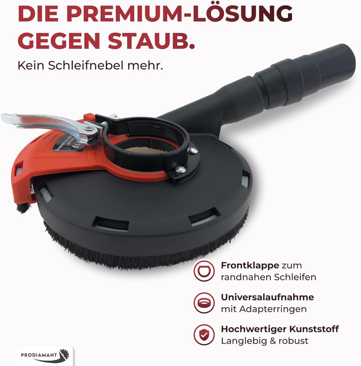 PRODIAMANT Absaughaube Schleiftopf 125mm für Winkelschleifer zum Staub-Absaugen beim Schleifen mit D