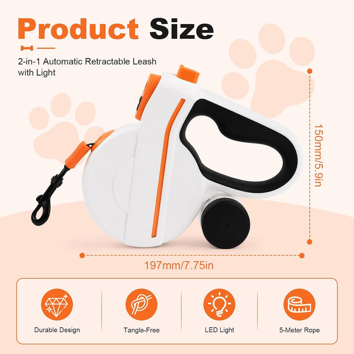 Ausziehbare Hundeleine, Flexi Leine 5m, Rollleine für Hunde, Hundeleine Flexi, Dog Leash, Rollleine