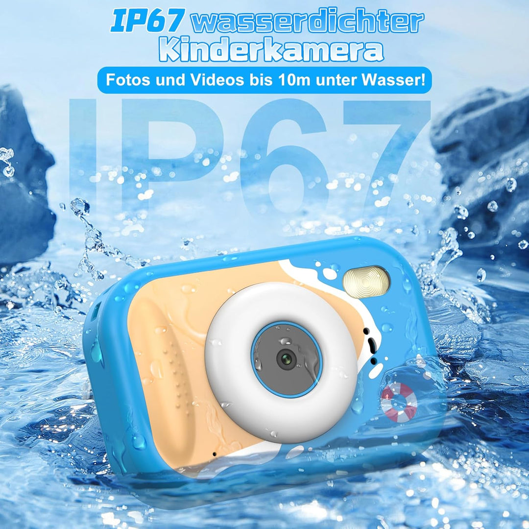 CHAKEYAKE Unterwasserkamera, IP67 wasserdichte Digitalkamera mit 32GB Karte, 1080P 10X Zoom Kinderka