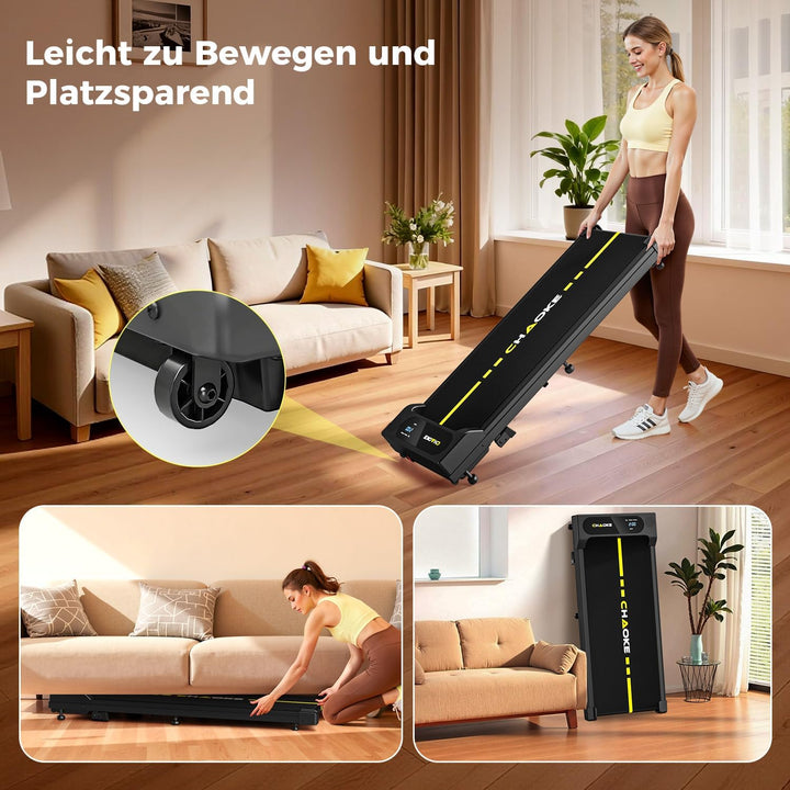 CHAOKE Walking Pad mit Steigung 9%, 1-10 km/h Laufband für Zuhause mit APP, 2.75HP Walking Pad Cardi