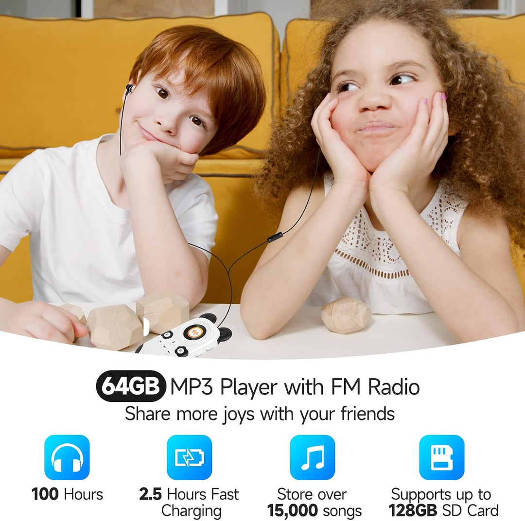 RUIZU Kinder MP3 Player 64GB mit Bluetooth 5.3 &amp; Lautsprecher