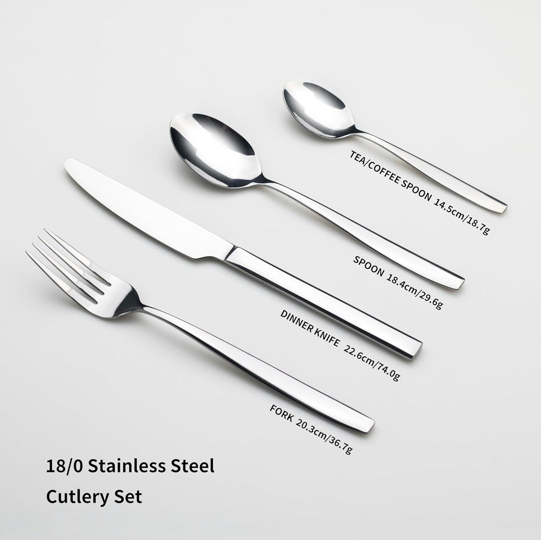 Alata Bristol Edelstahl Poliert Besteck Set 4 Personen, Essbesteck 16 teilig, Glänzend, Spülmaschine