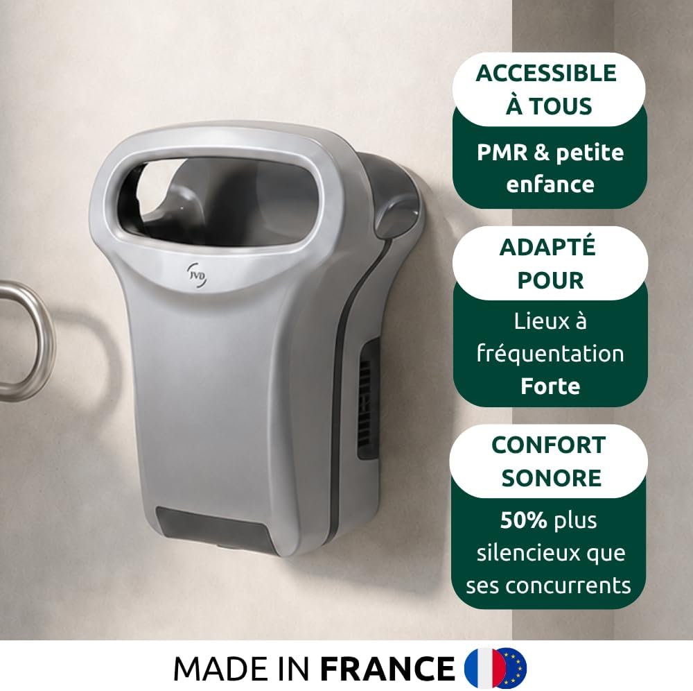 JVD - Sèche-mains Exp'Air Alu Gris Métal Epoxy Automatique à Air Pulsé Froid