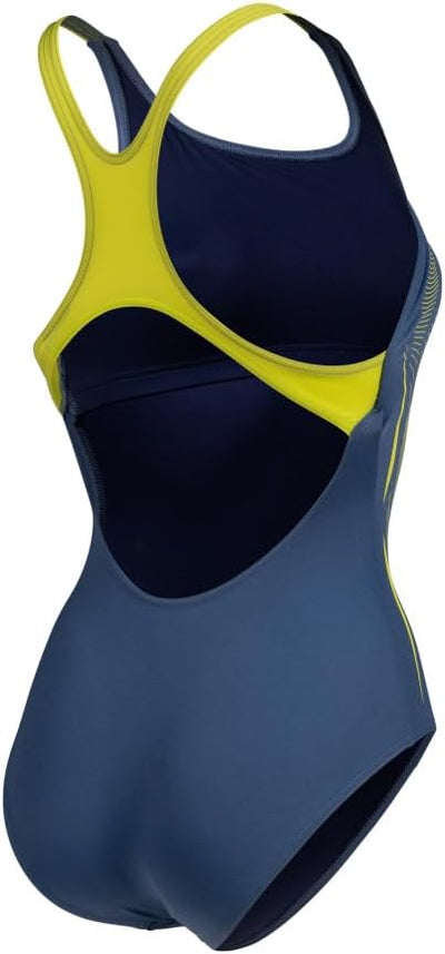 ARENA Damen Women's Swimsuit Swim Pro Back Graphic One Piece Swimsuit (1er Pack) 40 Grey Blue-soft G