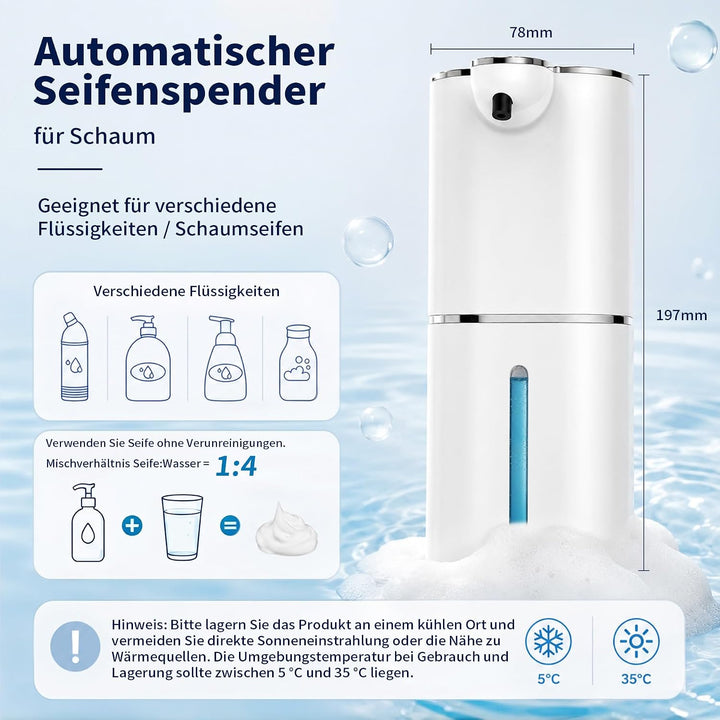 Automatischer Seifenspender, 380ml Elektrischer Seifenspender, weiss