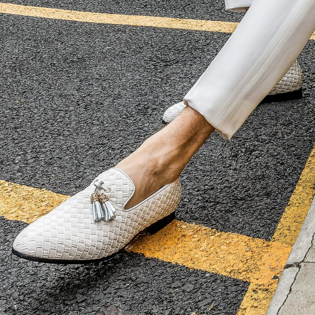 MEIJIANA Herren-Mokassins Business Schuhe Herren Schuhe Mokassins Slipper Herren 41 EU Weiss 04, 44