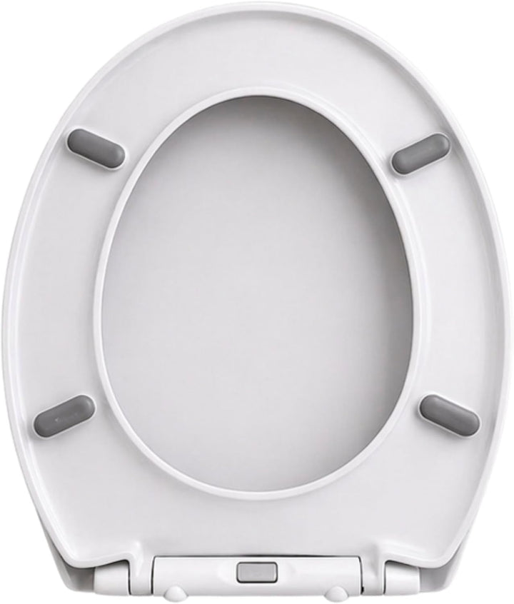 Toilettendeckel mit Absenkautomatik weiss oval, WC-Sitz abnehmbar, Inkl. Erstmontage Reinigungskit