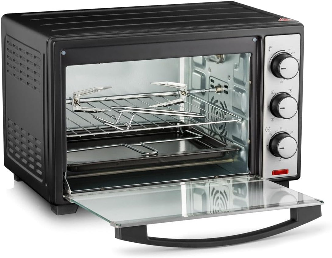 Koliber SUPERMAX X 2000W Mini Backofen 25L Umluft Drehspiess Pizzaofen Tischbackofen Edelstahl 1600W