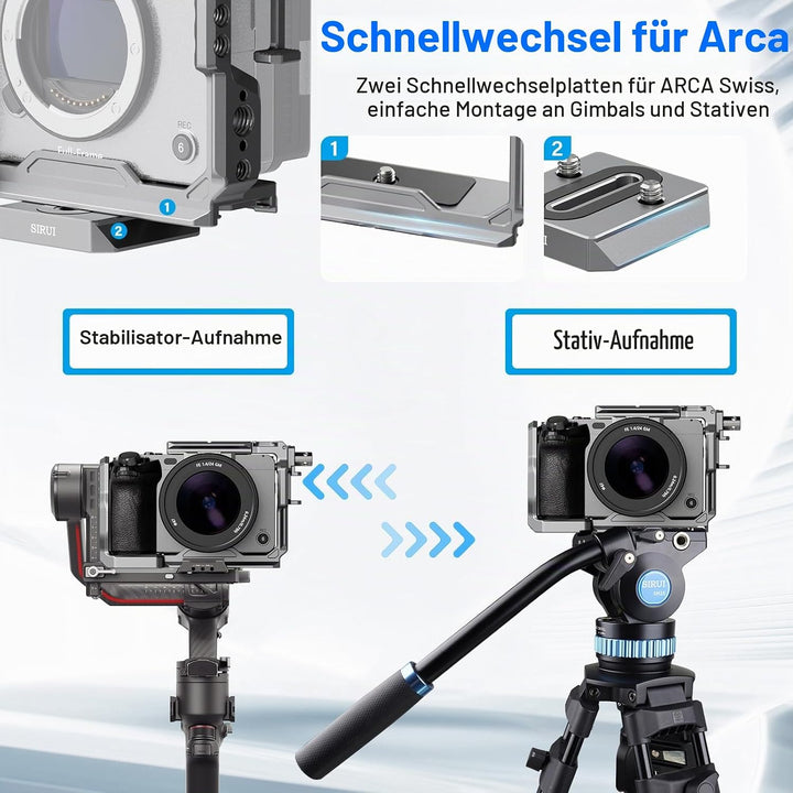 SIRUI FX3/FX30 Kamera Käfig Cage Kamerakäfig mit oberem Handgriff, Kameragehäuse mit HDMI-Kabelklemm
