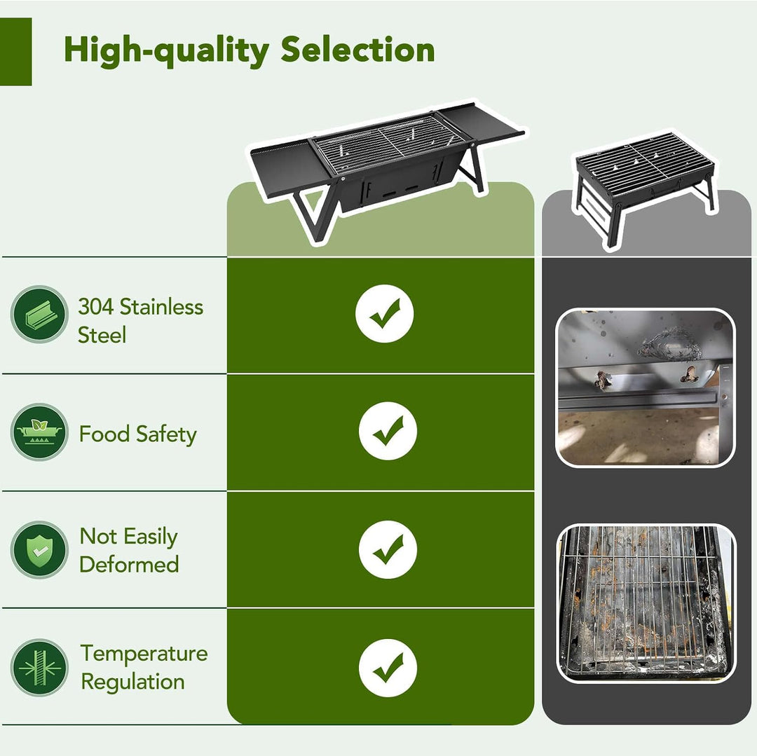 E EASTSTORM Camping Klappgrill Edelstahl– Tragbarer Kleiner Holzkohlegrill mit 4-stufiger Hitze, kla