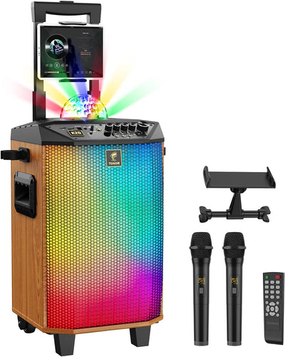 Karaoke Maschine für Erwachsene, TONOR tragbarer Bluetooth Lautsprecher mit 2 kabellosen Mikrofonen,