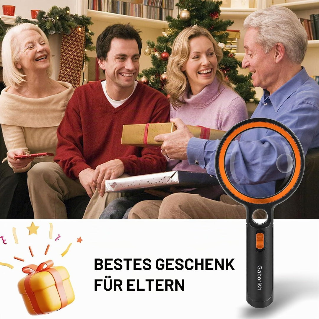 GABORISH Lupe mit Licht, 10X 20X 45X Handlupe mit Licht, Magnifying Glass mit 30 LED und 1 UV, Vergr