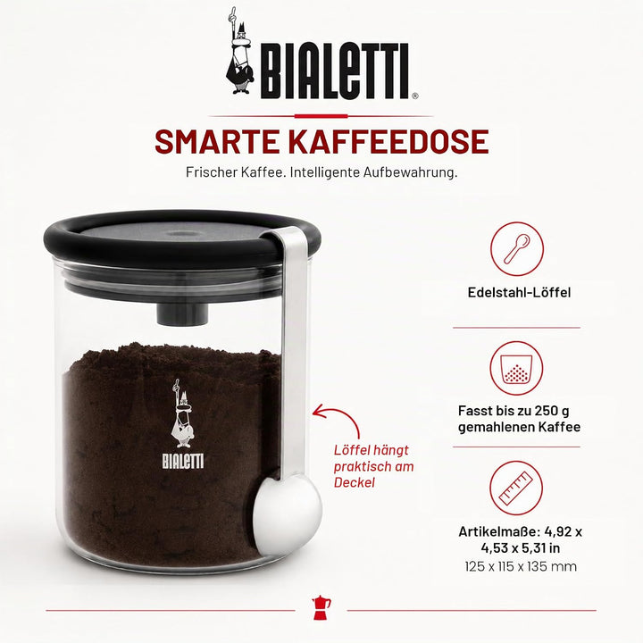 Bialetti 250 g Mokkaglas für Kaffee (mit Verschluss), Glas Single