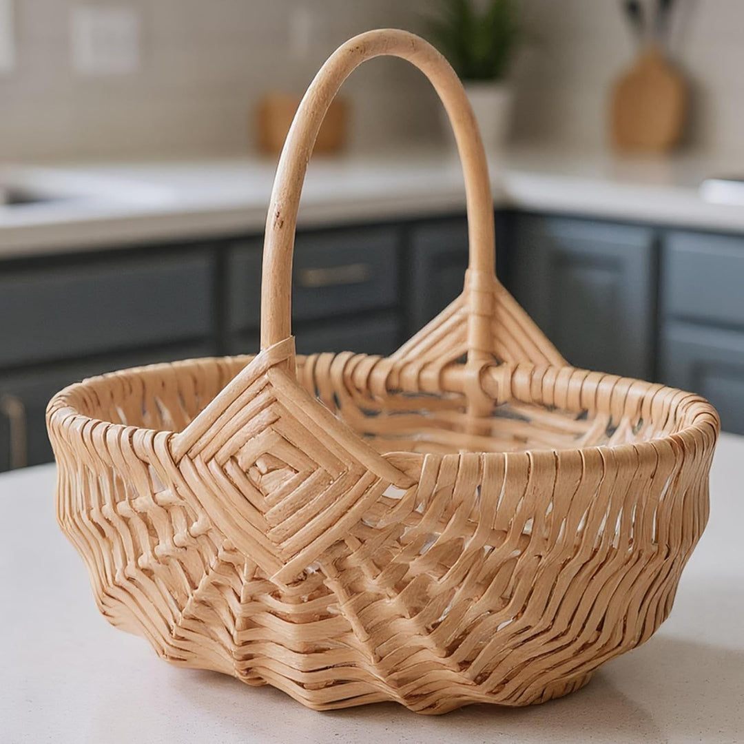 Weidenkorb Mit Henkel Grosser Picknickkorb Aus Rattan Aufbewahrungskorb Für, Camping, Hochzeit, Gart