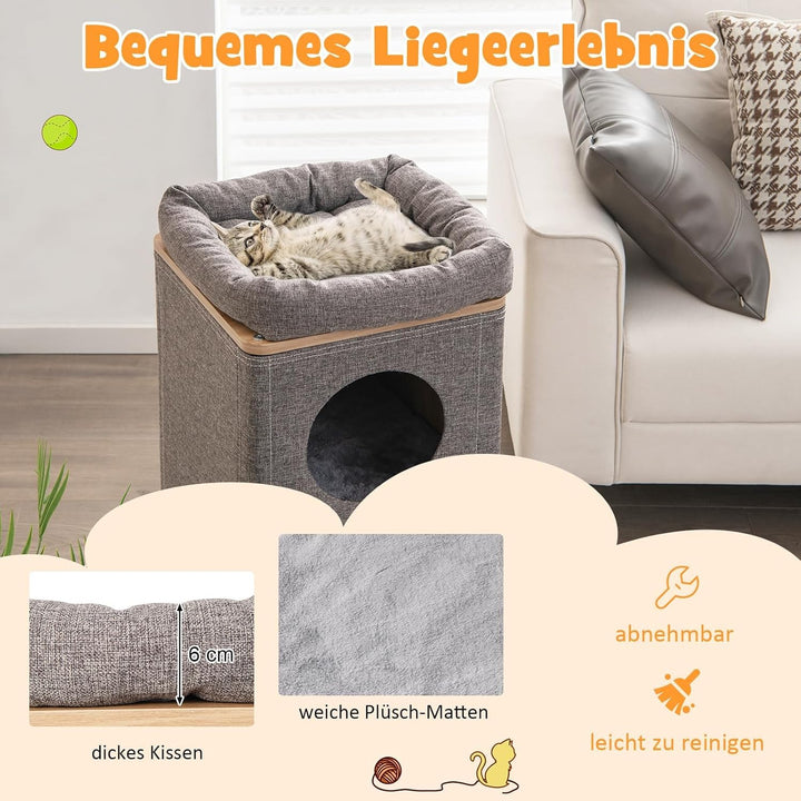 COSTWAY 3-stöckige Kratztonne Katzentonne, Kratzbaum mit Kratzbrett &amp; 3 Matten, Spieltonne für Katze