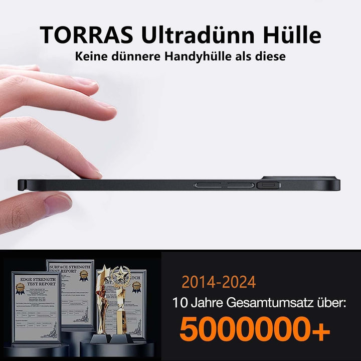 TORRAS Extrem Dünn für iPhone 14 Hülle (Nie Staub & Fusseln anhaftend) mit [2 * 9H Schutzglas] Unzer