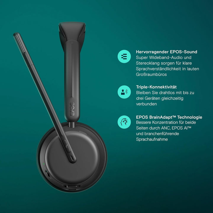 EPOS IMPACT 1060 ANC – Professionelles kabelloses Bluetooth-Headset mit Mikrofon für PC, aktive Gerä