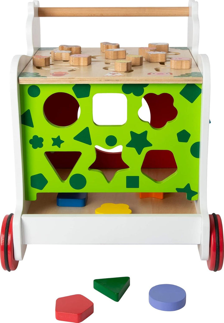 small foot 11841 Lauflernwagen Bär aus Holz, 4-seitiger Spielspass, ab 1 Jahr, mehrfarbig, Bär