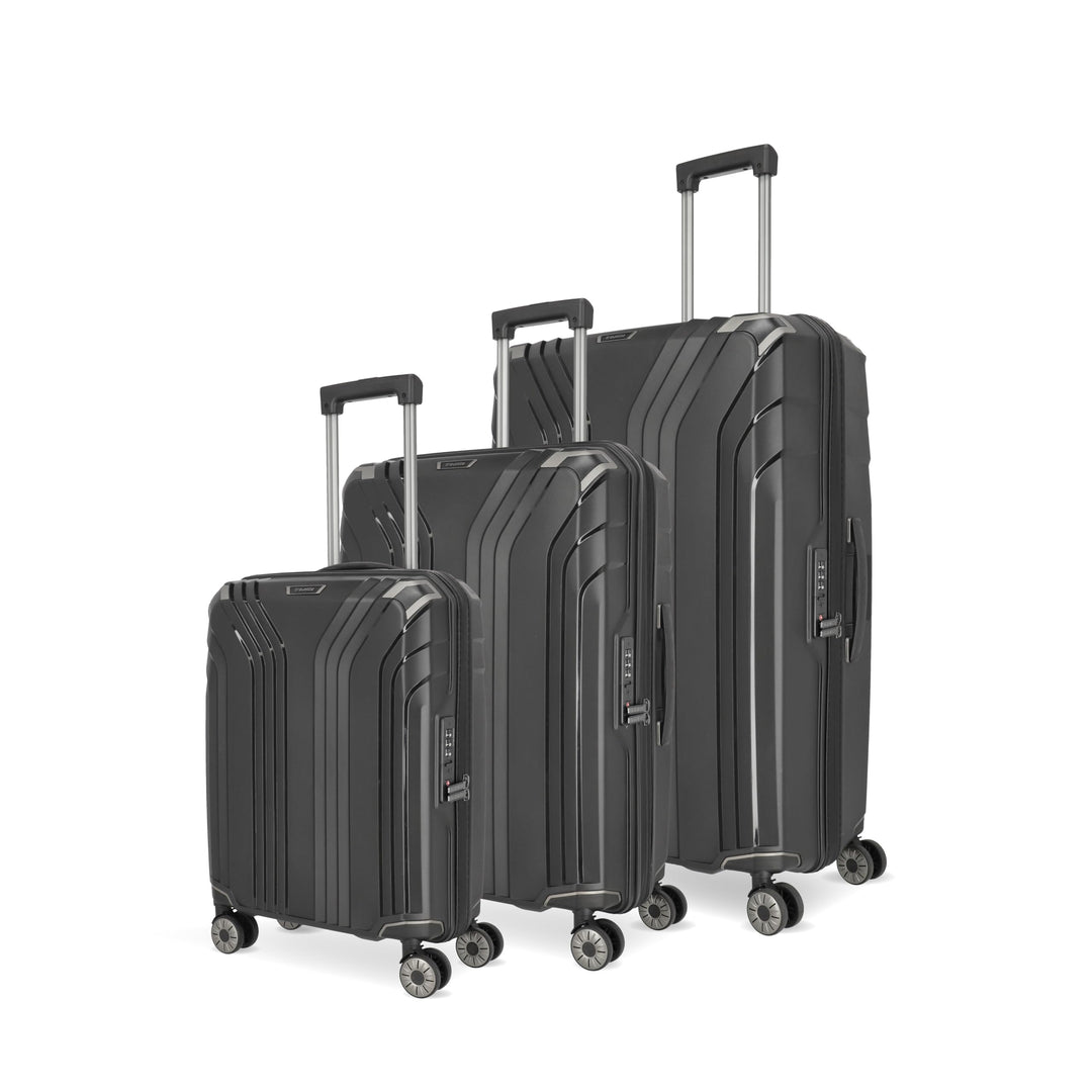 travelite Kofferset 3 teilig Hartschale nachhaltig, Grössen S-M-L, ELVAA, Hartschalenkoffer Set mit