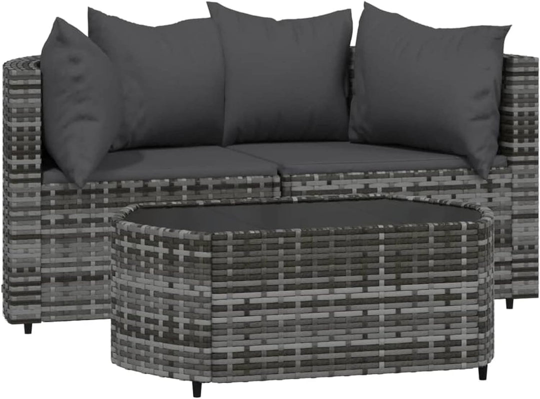 Festnight 3-TLG. Set balkonmöbel Kleiner, Balkon Lounge Klein, Rattan Gartenmöbel Set, Garten Lounge