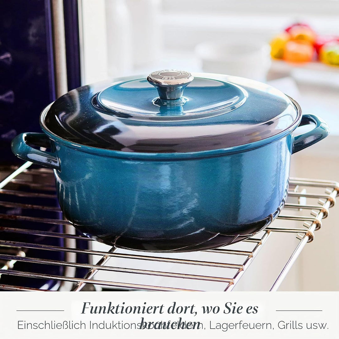 Merten & Storck Dutch Oven Runder Schmortopf, 26cm/5 Liter, Tiefblau mit Farbverlauf 26cm/5L Tiefbla