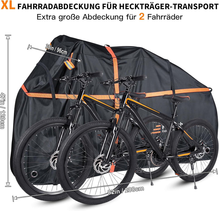 800D Fahrradabdeckung Heckträger für 2 Fahrräder, Fahrradabdeckung für Transport Wasserdichtes &amp; Hea