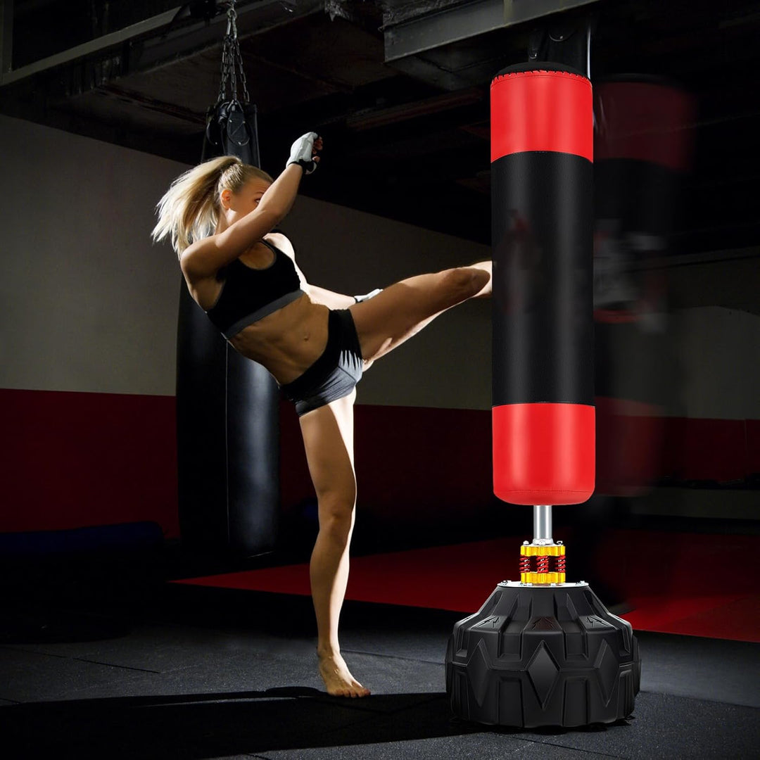 COSTWAY 178 cm Freistehender Boxsack, Standboxsack mit befüllbarem Saugfuss, Kickboxsack MMA, Punchi