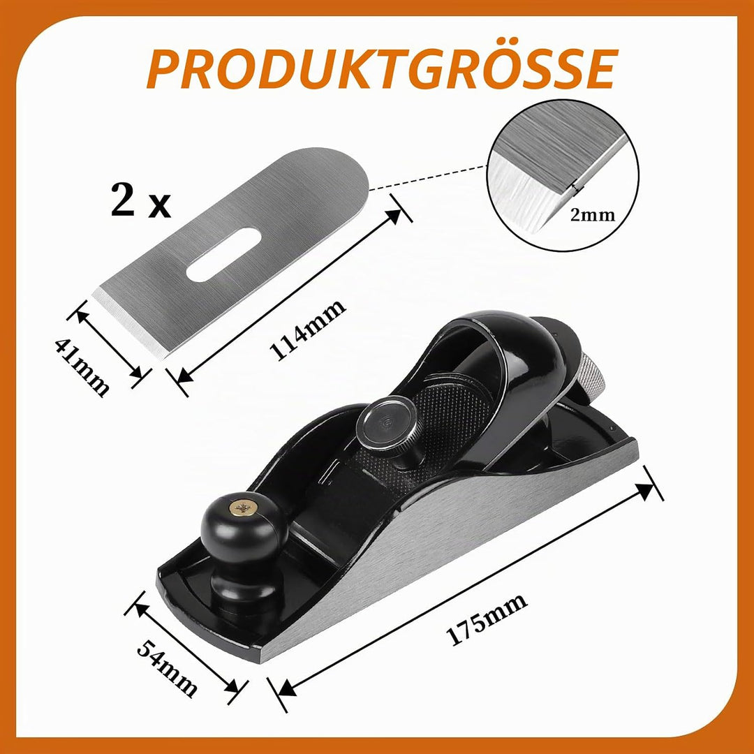 LALAGO Einhandhobel, Hobel Trockenbauwerkzeug, 175mm Körperlänge + 2 Stück 41mm Klingenbreite, Verst