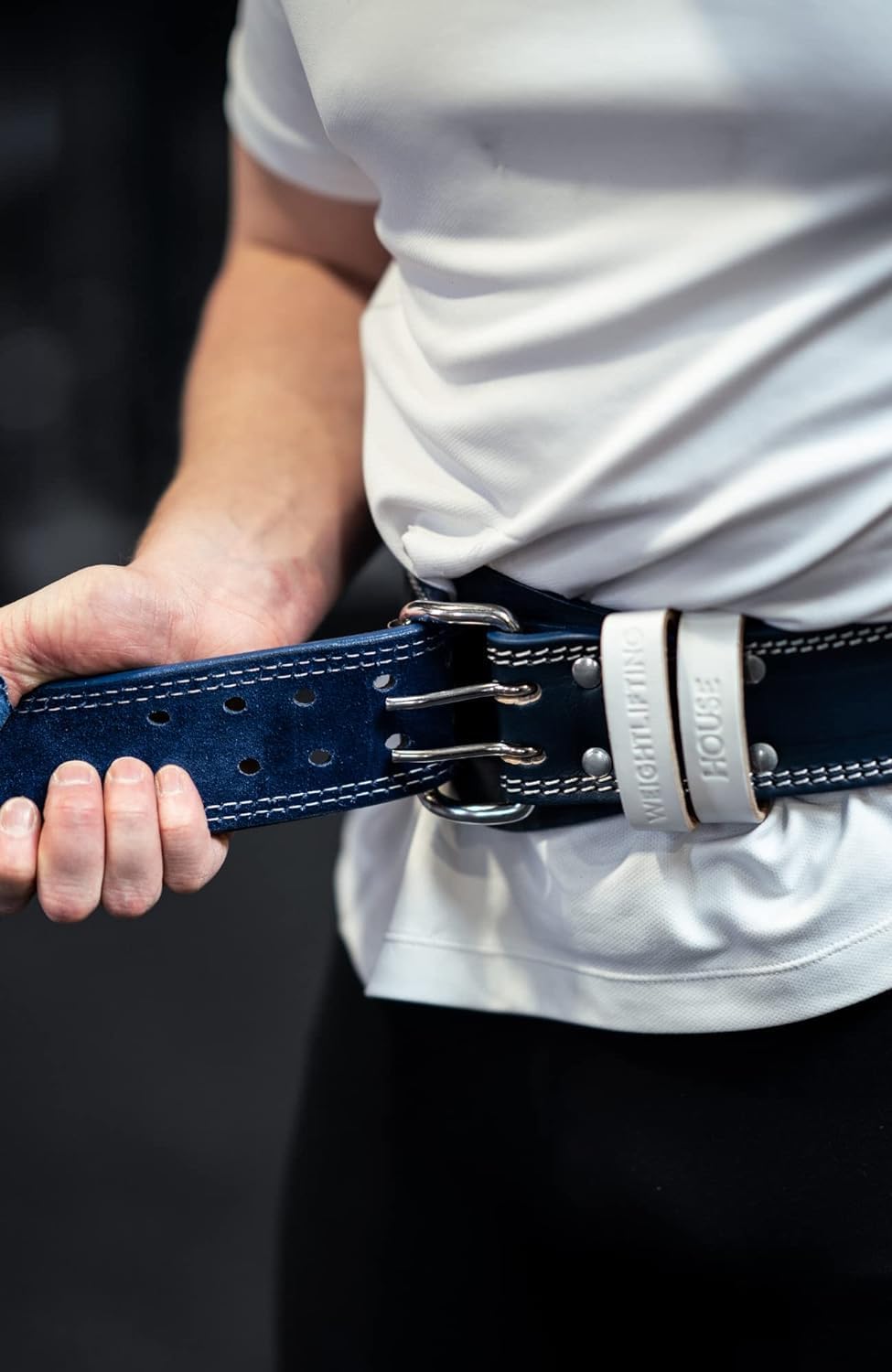 Weightlifting House Elite Leather Belt XS Black & White, XS Black & White