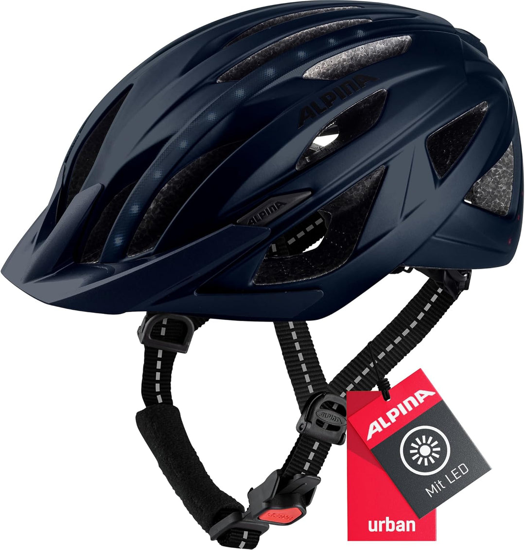 ALPINA HAGA LED - Stossabsorbierender, Beleuchteter & Optimal Anpassbarer Fahrradhelm Mit Integriert