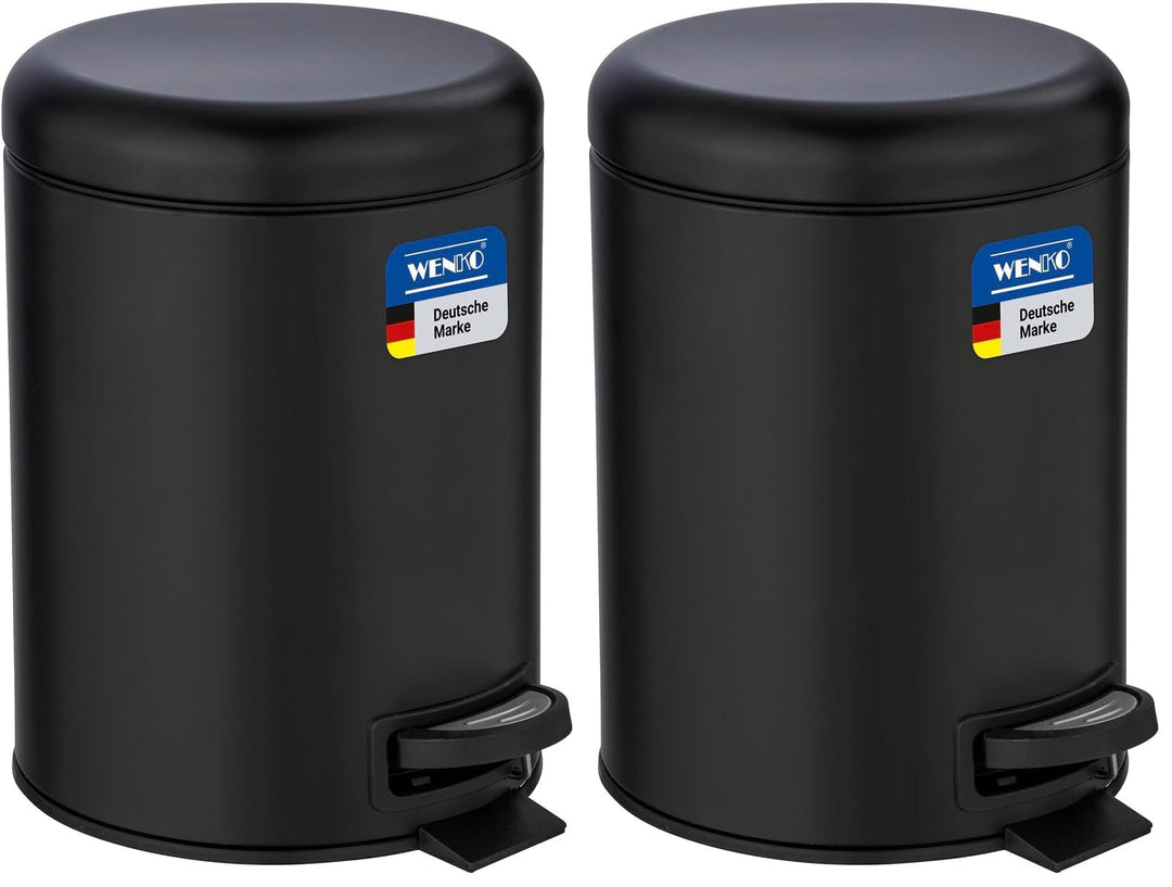 WENKO Treteimer Mod. Leman, 5 Liter, mit herausnehmbarem Einsatz, aus lackiertem Stahl, 21 x 24 x 28