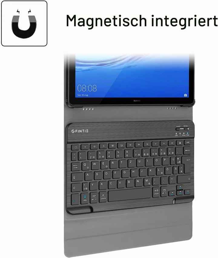 Fintie Bluetooth QWERTZ Tastatur Hülle für Huawei MediaPad T5 10,1 Zoll 25,6 cm - Ständer Schutzhüll