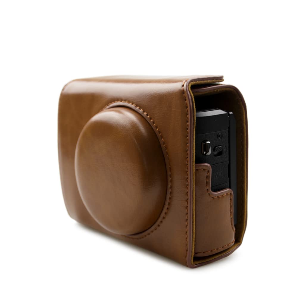 Rieibi G7X II G7X III Hülle - Vintage Leder Kameratasche für Canon PowerShot G7 X Mark II/G7 X Mark