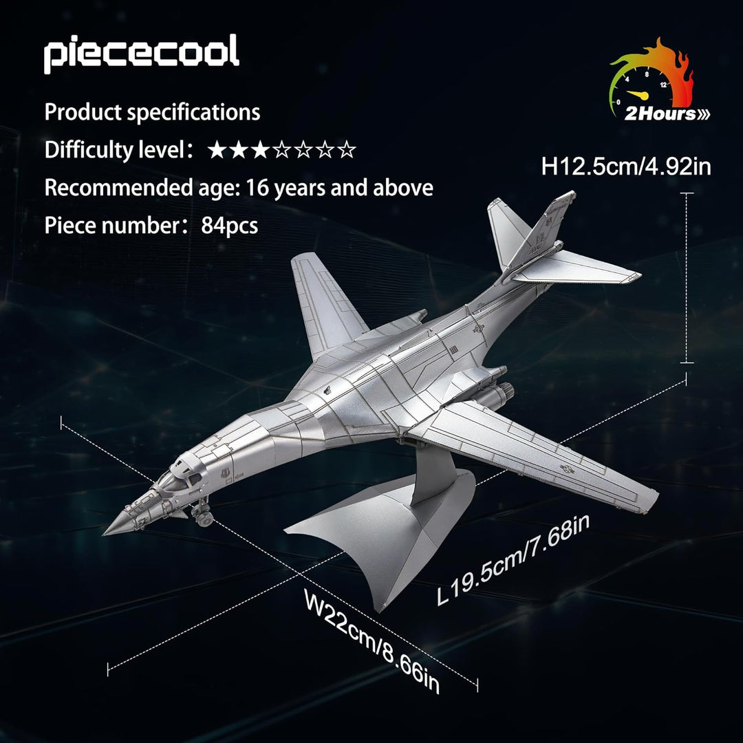 Piececool 3D Puzzle Metall B-1 Bomber Lanze, 3D Metall Puzzle Luftfahrzeuge, Modell Kämpfer für 340