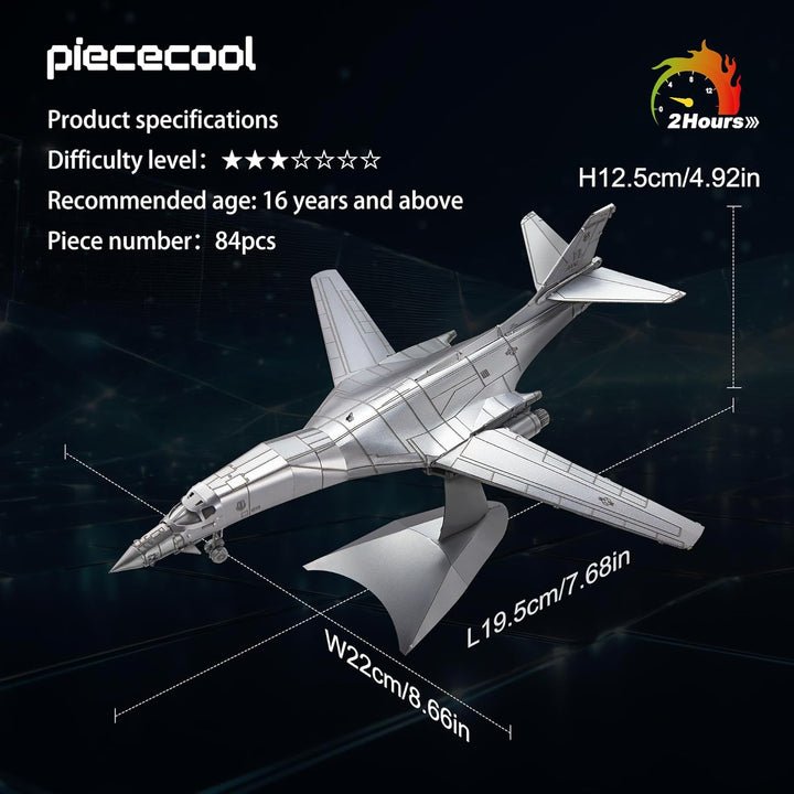 Piececool 3D Puzzle Metall B-1 Bomber Lanze, 3D Metall Puzzle Luftfahrzeuge, Modell Kämpfer für 340